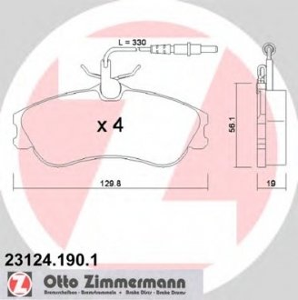 Комплект тормозных колодок, дисковый тормоз ZIMMERMANN 23124.190.1