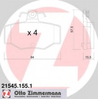 Комплект тормозных колодок, дисковый тормоз ZIMMERMANN 21545.155.1 (фото 1)