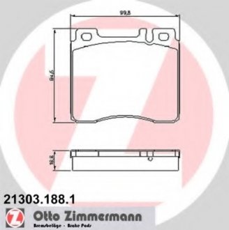 Комплект тормозных колодок, дисковый тормоз ZIMMERMANN 21303.188.1 (фото 1)