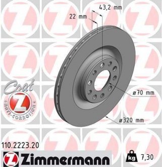 TARCZA HAMULC. ALFA ROMEO GIULIA 16- TYЈ ZIMMERMANN 110.2223.20 (фото 1)