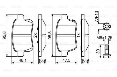 Гальмівні колодки дискові OPEL Adam/Corsa \\R BOSCH 0986494825