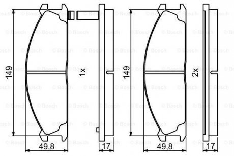 NISSAN Тормозные колодки передні Terrano BOSCH 0986494848 (фото 1)