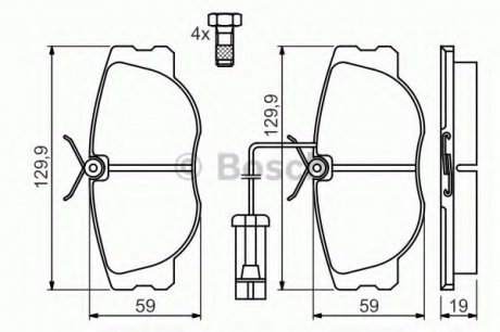 Комплект тормозных колодок, дисковый тормоз BOSCH 0 986 460 942