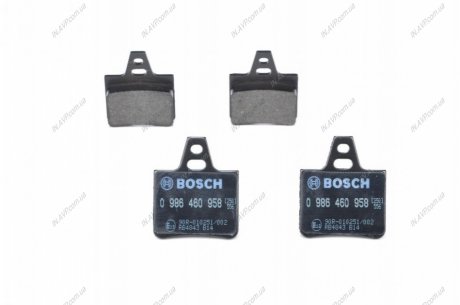 Комплект тормозных колодок, дисковый тормоз BOSCH 0 986 460 958 (фото 1)