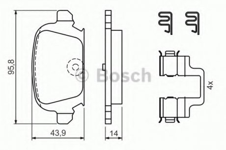 Комплект тормозных колодок, дисковый тормоз BOSCH 0 986 424 528 (фото 1)