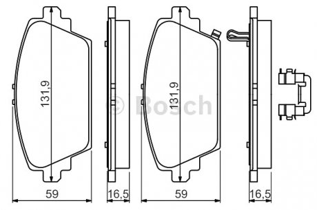 Комплект гальмівних колодок передн, HONDA ACCORD VI NISSAN ALMERA TINO, PRIMERA 1.6-2.3 03.97- BOSCH 0 986 494 633