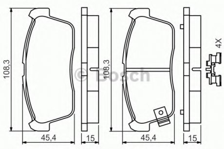 Комплект тормозных колодок, дисковый тормоз BOSCH 0 986 494 618