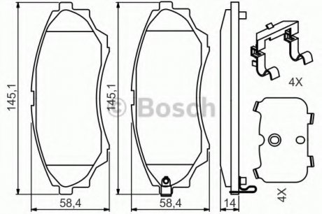 Комплект тормозных колодок, дисковый тормоз BOSCH 0 986 494 587