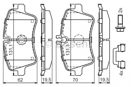 Комплект тормозных колодок, дисковый тормоз BOSCH 0 986 494 607