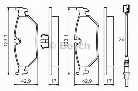 Комплект тормозных колодок, дисковый тормоз BOSCH 0 986 424 027