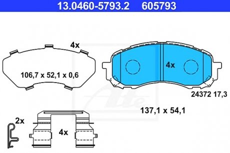 Комплект тормозных колодок, дисковый тормоз ATE 13.0460-5793.2