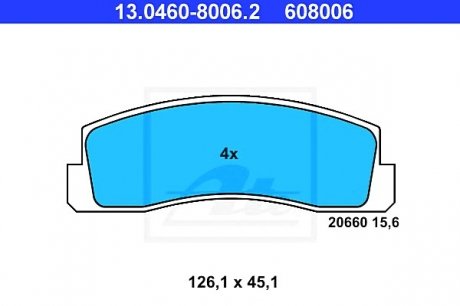 Комплект тормозных колодок, дисковый тормоз ATE 13.0460-8006.2