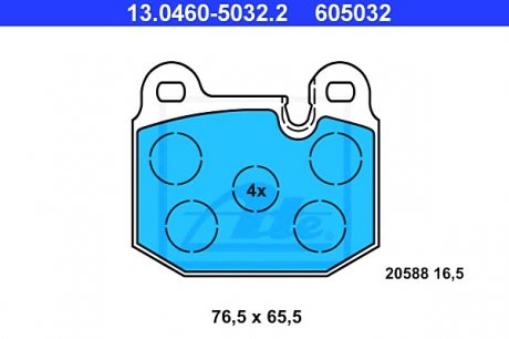 Комплект тормозных колодок, дисковый тормоз ATE 13.0460-5032.2
