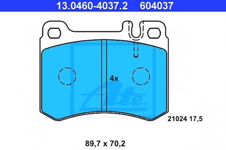 Комплект тормозных колодок, дисковый тормоз ATE 13.0460-4037.2