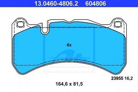 Комплект тормозных колодок, дисковый тормоз ATE 13.0460-4806.2