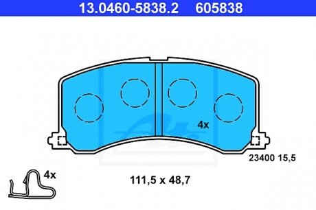 Комплект тормозных колодок, дисковый тормоз ATE 13.0460-5838.2