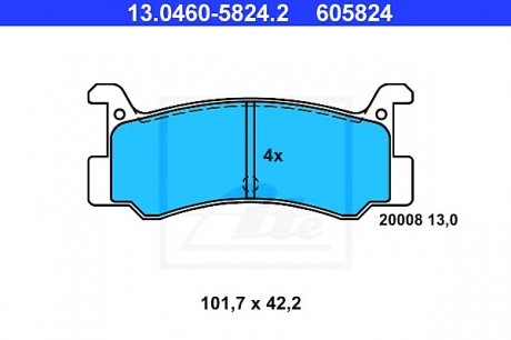 Комплект тормозных колодок, дисковый тормоз ATE 13.0460-5824.2