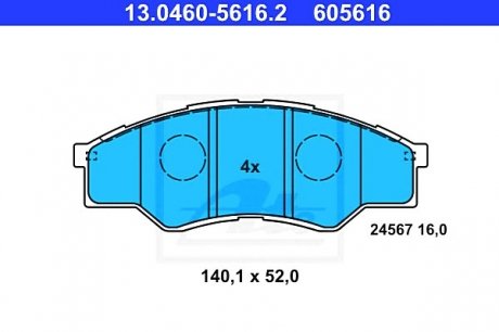 Комплект тормозных колодок, дисковый тормоз ATE 13.0460-5616.2