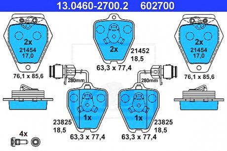 Комплект тормозных колодок, дисковый тормоз ATE 13.0460-2700.2