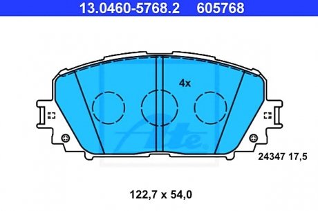 Комплект тормозных колодок, дисковый тормоз ATE 13.0460-5768.2
