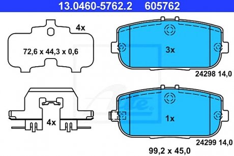 Комплект тормозных колодок, дисковый тормоз ATE 13.0460-5762.2