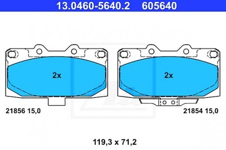 Комплект тормозных колодок, дисковый тормоз ATE 13.0460-5640.2