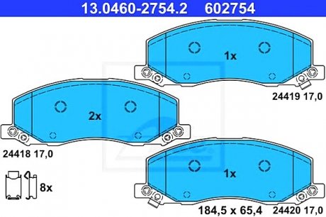 Комплект тормозных колодок, дисковый тормоз ATE 13.0460-2754.2