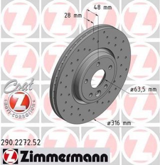 TARCZA HAM./PRZ/ JAGUAR XE 15- @316X28 ZIMMERMANN 290.2272.52