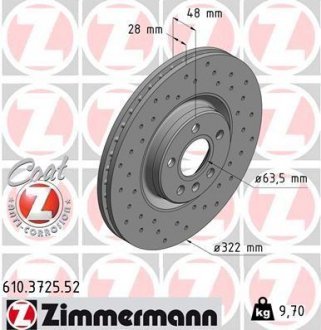 TARCZA HAMULC. VOLVO S90 II 16- PRZУD ZIMMERMANN 610.3725.52