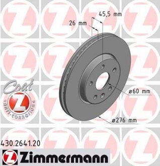 TARCZA HAMULC. OPEL ASTRA K 15- PRZУD ZIMMERMANN 430.2641.20