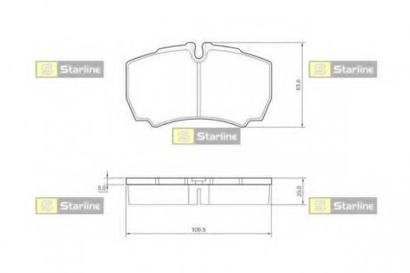 Комплект тормозных колодок, дисковый тормоз STAR LINE BD S432 (фото 1)