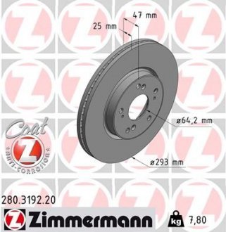 TARCZA HAMULC. HONDA HR-V 15- PRZУD ZIMMERMANN 280.3192.20