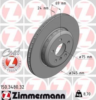 TARCZA HAMULC. BMW 5 F10 10- TYЈ ZIMMERMANN 150.3480.32