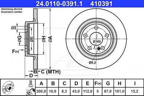 TARCZA HAM./TYг/ MERCEDES BENZ SLK 11- ATE 24.0110-0391.1