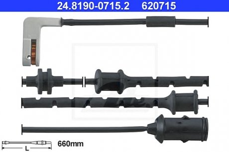 Сигнализатор, износ тормозных колодок ATE 24.8190-0715.2