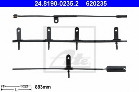Сигнализатор, износ тормозных колодок ATE 24.8190-0235.2