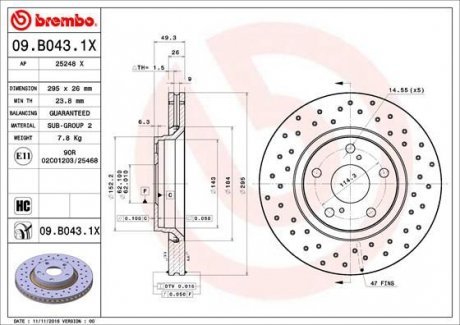 Гальмівні диски Brembo 09.B043.1X