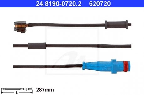 Сигнализатор, износ тормозных колодок ATE 24.8190-0720.2