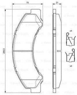 Дисковые тормозные колодки, комплект BOSCH 0 986 494 677