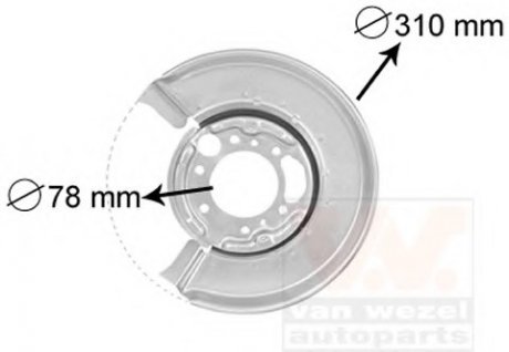 Отражатель, диск тормозного механизма Van Wezel 3075373 (фото 1)