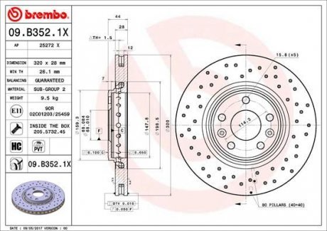 Тормозной диск Brembo 09.B352.1X (фото 1)