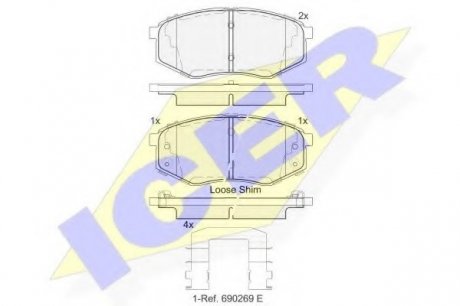Комплект тормозных колодок, дисковый тормоз ICER Brakes 182094 (фото 1)
