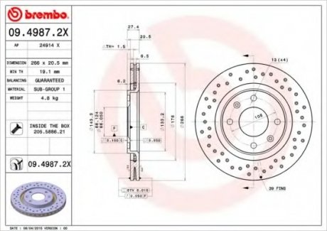 Тормозные диски BRE Brembo 09.4987.2X