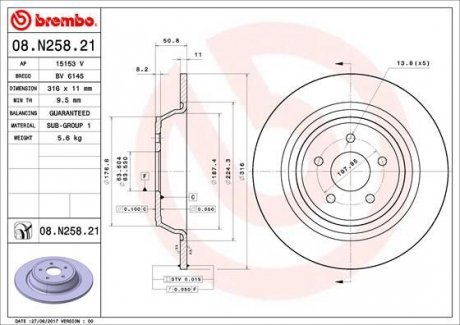 Тормозные диски Brembo 08.N258.21 (фото 1)