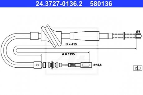 Трос, стояночная тормозная система ATE 24.3727-0136.2