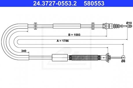 Трос, стояночная тормозная система ATE 24.3727-0553.2