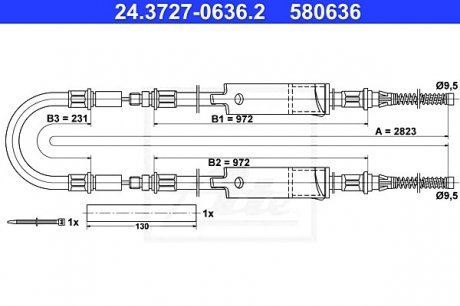 Трос, стояночная тормозная система ATE 24.3727-0636.2