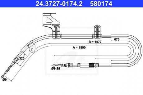 Трос, стояночная тормозная система ATE 24.3727-0174.2