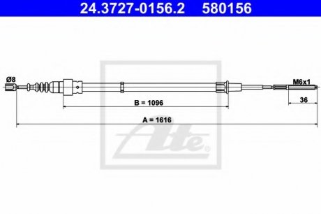 Трос, стояночная тормозная система ATE 24.3727-0156.2