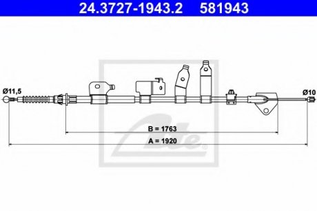 Трос, стояночная тормозная система ATE 24.3727-1943.2 (фото 1)